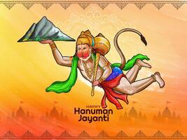 elegante contento Hanuman Jayanti indio cultural festival tarjeta diseño vector