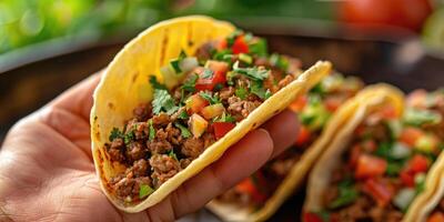 ai generado cinco Delaware mayonesa fiesta celebracion, mano participación nacional meriendas tacos ai generado foto