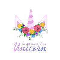 I am not weird, I am a unicorn. Illustration for printing, backgrounds, covers and packaging. Image can be used for greeting cards, posters, stickers and textile. Isolated on white background. vector