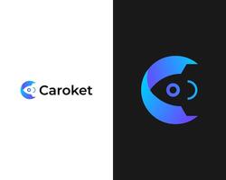 Modern C rocket icon logo design for company app icon template vector