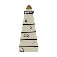 Cute cartoon lighthouse - nautical vector illustration of beacon building