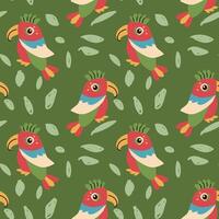 hand drawn mexican parrot seamless pattern. Vector illustration of mexican