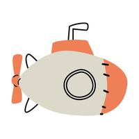 Cute cartoon submarine in red color - vector icon for children