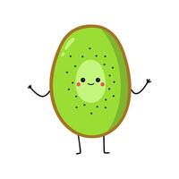 Kiwi fruit cute character vector illustration isolated on white background. Great for print, book, app, web or packaging for kids.