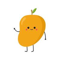 Mango fruit cute character vector illustration isolated on white background. Great for print, book, app, web or packaging for kids.