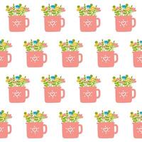 Floral romantic seamless pattern. Vector illustration. Spring pattern for design, packaging, wallpaper and decoration.