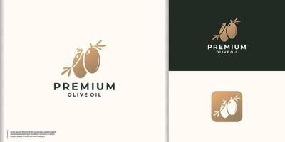 Premium Olive Oil logo design inspiration. vector