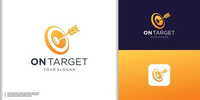 Target logo design. Dartboard and dart vector design. Target goal and arrow logotype with gradient color