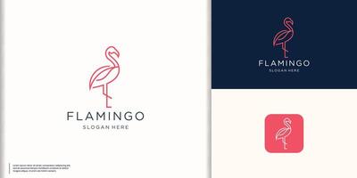 minimalista línea flamenco rosado logo diseño vector inspiración