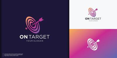 Arrow logotype modern color branding,Arrow right with bulls eye circle lines spiral logo design vector