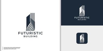 futuristic minimalist building logo design inspiration with unique abstract shape concept. vector