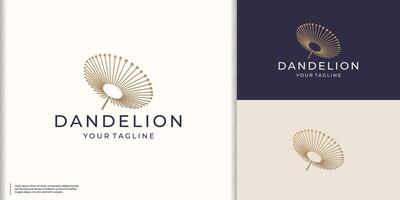 geometric line circle style logo dandelion design template. vector