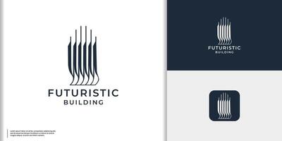 mínimo edificio logo diseño. creativo de construir logo con lujo línea futuro moderno concepto vector