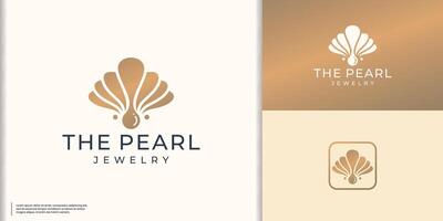 Elegant The Pearl jewelry logo vector illustration with golden color branding.