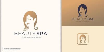 beauty woman logo template vector illustration with golden color