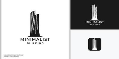 tall building logo inspiration minimalist design architect vector illustration.