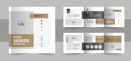 Architecture square trifold brochure template design, business square trifold brochure design template layout vector