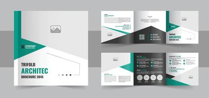 arquitectura cuadrado tríptico folleto plantilla, construcción y renovación cuadrado tríptico o corporativo cuadrado tri doblez folleto modelo vector