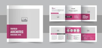 Architecture square trifold brochure template layout, Business modern square trifold brochure design vector