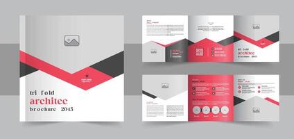 Architecture square trifold brochure template design layout vector