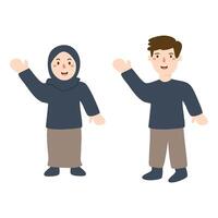 Muslim people in different actions vector