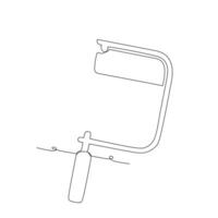 Continuous line drawing of coping saw. Simple flat hand drawn style vector for tool in engineering and construction