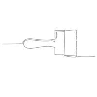 Continuous line drawing of a painting brush. A tool used to apply paint or ink to a canvas. Simple flat hand drawn style vector for tool in engineering and construction