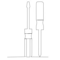 A pair of tools. Flat head and Phillips screw driver. Simple hand drawn style vector design element. Illustration for industrial and construction