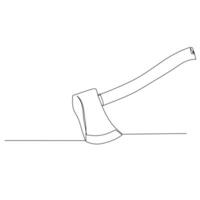 Continuous line drawing of an axe. Tool to split and cut wood or harves timber. Simple flat hand drawn style vector for tool in engineering and construction