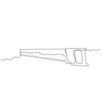 Continuous line drawing of a hand saw. Panel saw for cutting peaces of wood Simple flat hand drawn style vector for tool in engineering and construction