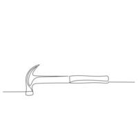 Continuous line drawing of a hammer tool. Simple flat hand drawn style vector for tool in engineering and construction