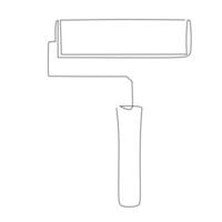 Continuous line drawing of a paint roller.  Tools used for painting large flat surfaces rapidly and efficientlySimple flat hand drawn style vector for tool in engineering and construction