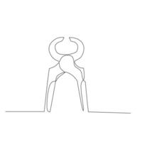 Continuous line drawing of a wire cutting nail puller pincer. Simple flat hand drawn style vector for tool in engineering and construction