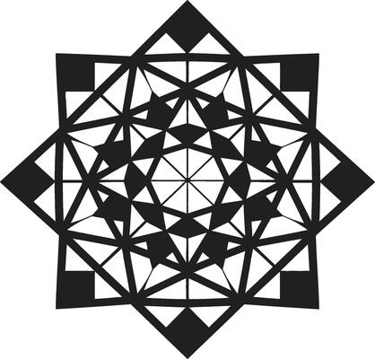 Mystic Geometry Monochromatic Emblem with Abstract Black Geometric Design in Vector Ephemeral Lines Abstract Black Logo Design with Vector Geometric Elements