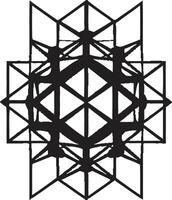 Ethereal Equilibrium Monochromatic Emblem Depicting Abstract Geometric Design in Vector Dimensional Harmony Vector Logo with Elegant Black Abstract Geometric Forms