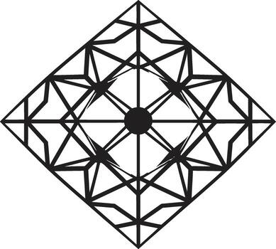 Geometric Zenith Sleek Vector Logo with Abstract Black Dynamic Shapes Ethereal Equilibrium Monochromatic Emblem Depicting Abstract Geometric Design in Vector