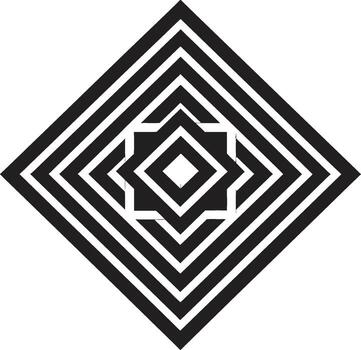 Ethereal Equilibrium Black Emblem Depicting Abstract Geometric Design in Vector Dimensional Harmony Sleek Vector Logo with Elegant Black Abstract Geometric Patterns