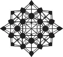 Ethereal Equilibrium Black Emblem Depicting Abstract Geometric Design in Vector Dimensional Harmony Sleek Vector Logo with Elegant Black Abstract Geometric Patterns