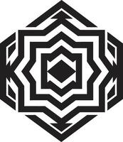 Mystic Geometry Monochromatic Emblem with Abstract Black Geometric Design in Vector Ephemeral Lines Abstract Black Logo Design with Vector Geometric Elements