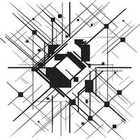 Shape Symphony Vector Logo Design Showcasing Elegant Black Geometric Patterns Quantum Matrix Monochrome Emblem of Abstract Geometric Shapes in Vector