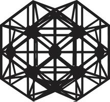 cuántico matriz monocromo emblema de resumen geométrico formas en vector efímero geometría elegante negro icono representando vector logo con resumen patrones