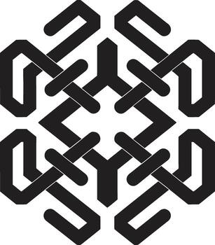 Dimensional Harmony Monochromatic Icon of Abstract Geometric Shapes in Vector Dynamic Symmetry Black Emblem Showcasing Abstract Geometric Design in Vector