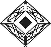 Astral Symmetry Vector Logo with Sleek Black Abstract Geometric Forms Quantum Contours Elegant Icon Featuring Abstract Geometric Shape in Vector