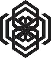 Shape Fusion Vector Logo Design with Elegant Black Abstract Geometric Forms Quantum Contours Monochrome Vector Logo with Abstract Geometric Shape