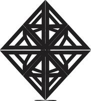 Ethereal Equilibrium Sleek Black Logo featuring Abstract Geometric Forms in Vector Dimensional Harmony Monochromatic Icon of Abstract Geometric Shapes in Vector