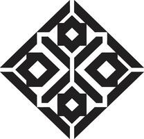 Dimensional Harmony Monochromatic Icon of Abstract Geometric Shapes in Vector Dynamic Symmetry Black Emblem Showcasing Abstract Geometric Design in Vector