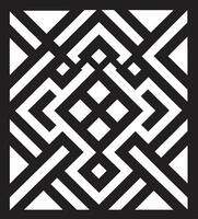 Dimensional Harmony Monochromatic Icon of Abstract Geometric Shapes in Vector Dynamic Symmetry Black Emblem Showcasing Abstract Geometric Design in Vector