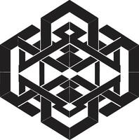 Quantum Contours Monochrome Vector Logo with Abstract Geometric Shape Abstract Elegance Black Icon Depicting Vector Logo with Geometric Forms