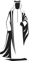 de sastre nobleza monocromo vector logo diseño de un Arábica hombre silueta árabe legado elegante emblema ilustrando Arábica hombre en negro vector