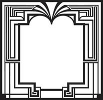 Artistry Unveiled Monochromatic Emblem with Art Deco Frame in Vector Chic Heritage Sleek Vector Logo Illustrating Art Deco Frame in Black